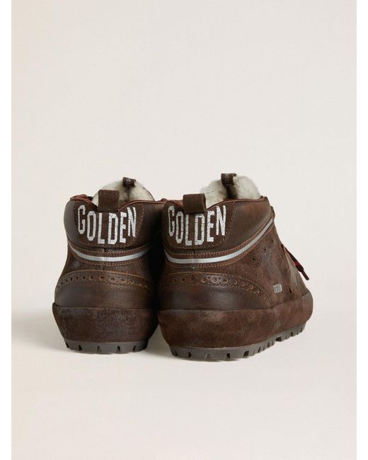 Mid Star Ski Pour Homme En Cuir Velours Marron Avec Étoile En Cuir Et Contrefort En Cuir Velours, Homme, Taille Golden Goose Deluxe Brand pour homme en coloris Brown