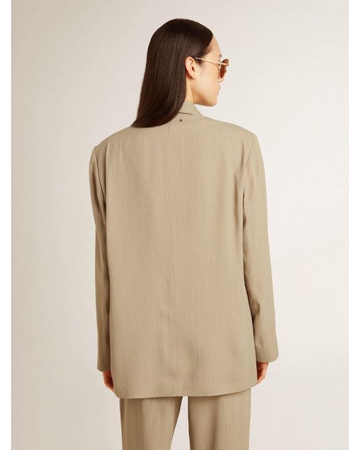 Golden Goose Deluxe Brand Natural Pinstripe Single-Breasted Jacket With An Oversized Fit