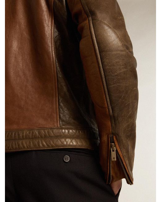 Golden Goose Deluxe Brand Brown Biker-Inspired Nappa Leather Jacket for men