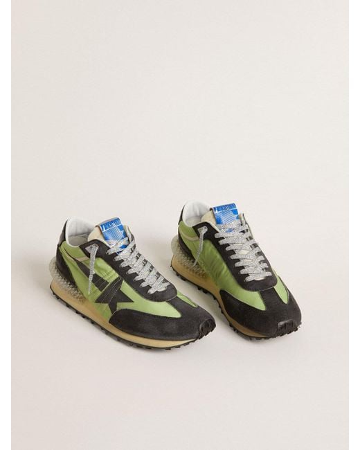 Golden Goose Men's Green Marathon With Nylon Upper And Star