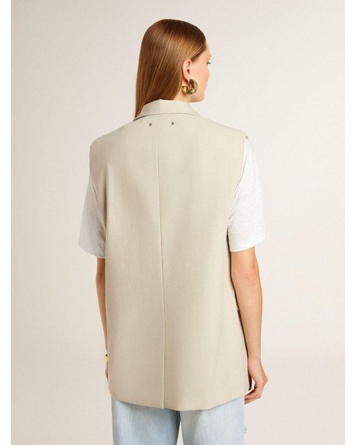 Golden Goose Deluxe Brand Natural Khaki Wool Blend Vest Jacket
