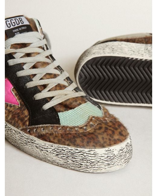 Mid Star En Cuir Façon Poulain À Imprimé Léopard Avec Étoile En Cuir Fuchsia, Homme, Taille Golden Goose Deluxe Brand pour homme en coloris Multicolor