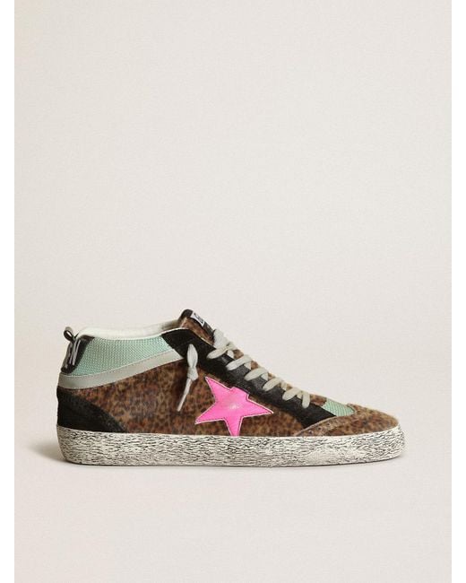 Mid Star En Cuir Façon Poulain À Imprimé Léopard Avec Étoile En Cuir Fuchsia, Homme, Taille Golden Goose Deluxe Brand pour homme en coloris Multicolor