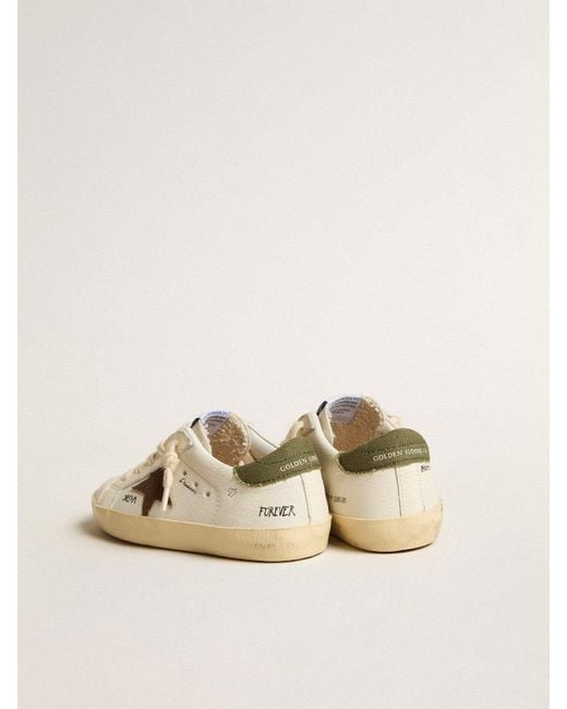 Super-Star Young En Cuir Nappa Avec Étoile En Daim Et Contrefort Vert, Homme, Taille Golden Goose Deluxe Brand pour homme en coloris Natural