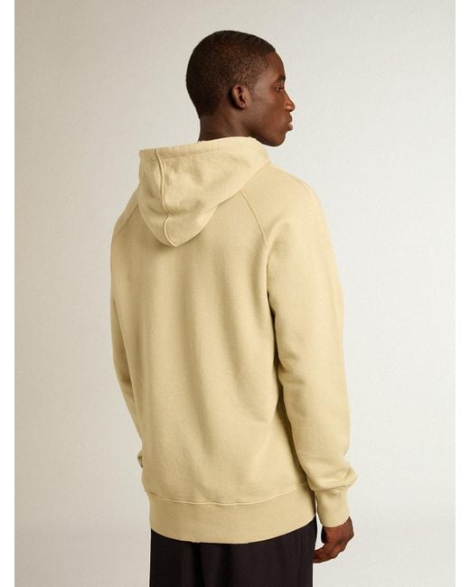 Golden Goose Deluxe Brand Natural Pale Eucalyptus-Colored Hoodie With Front Pocket for men