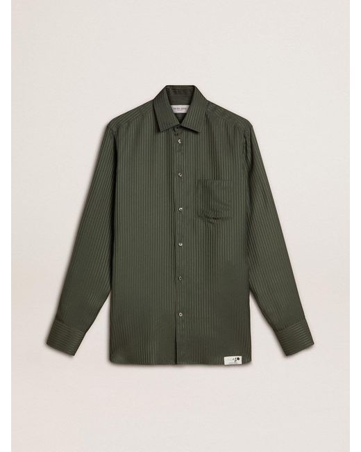Camicia Da Uomo Verde Scuro A Righe Verticali, Uomo, Taglia di Golden Goose Deluxe Brand in Green da Uomo