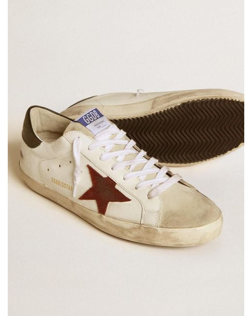 Golden Goose Deluxe Brand Natural Super-Star With Earth- Suede Star And Dark Leather Heel Tab for men