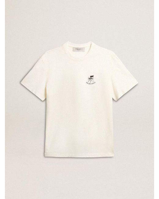 Golden Goose Deluxe Brand Natural Cotton T-Shirt With Seasonal Logo Print On The Front for men
