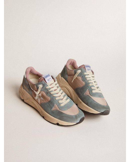 Running Sole En Nylon Rose Et Daim Bleu Avec Étoile En Cuir Argenté, Femme, Taille Golden Goose Deluxe Brand en coloris Natural