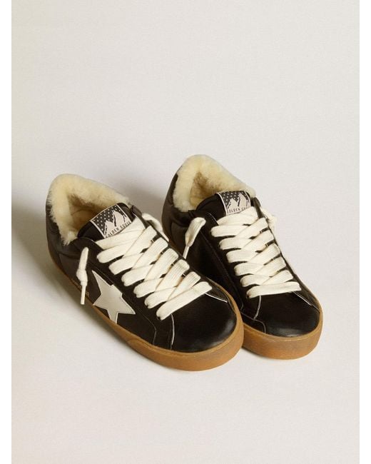 Super-Star En Cuir Nappa Matelassé Avec Étoile En Cuir Et Doublure En Shearling, Homme, Taille Golden Goose Deluxe Brand pour homme en coloris Multicolor