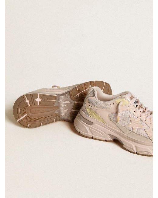 Golden Goose Deluxe Brand Natural Lightstar With Leather And Mesh Upper And Star