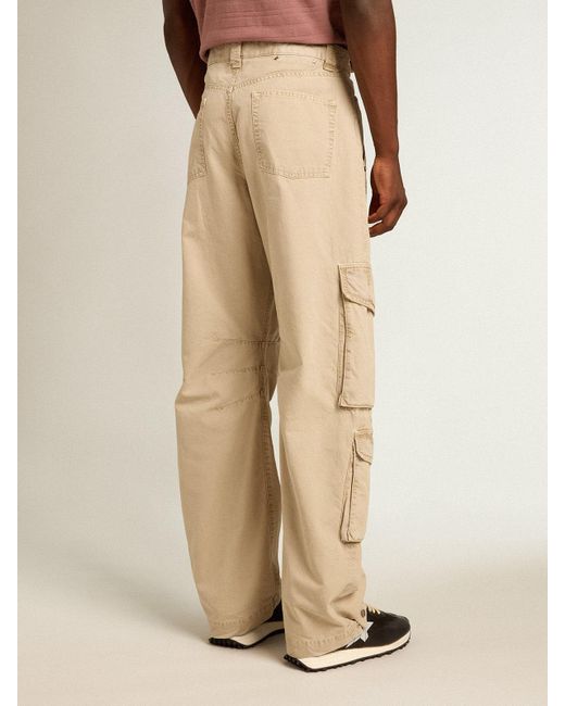 Golden Goose Deluxe Brand Natural Khaki-Colored Cotton Cargo Pants