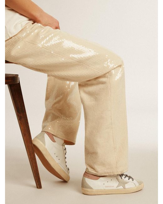 Golden Goose Deluxe Brand Natural Super-Star With Ice- Star And Lizard-Print Heel Tab