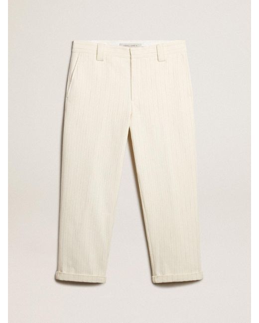 Pantalon Chino En Coton À Fines Rayures Blanc Vieilli, , Taille Golden Goose Deluxe Brand en coloris Natural