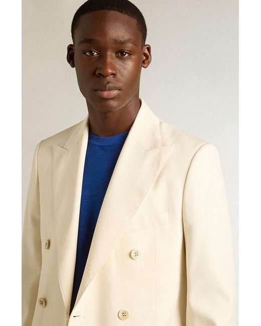 Blazer Croisé Pour Homme De Couleur Crème, , Taille Golden Goose Deluxe Brand en coloris Natural