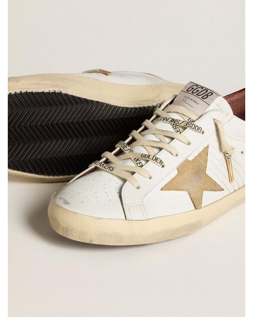 Golden Goose Super-Star With Sand Suede Star And Croc-Print