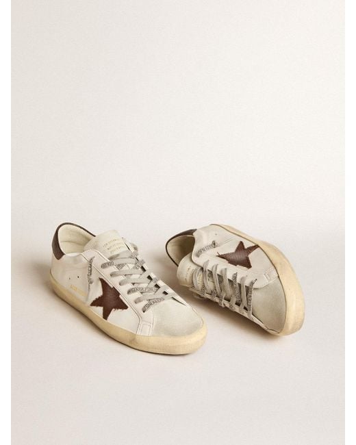 スニーカー Golden  Low-Top Sneakers With Contrasting Heel Tab Golden Goose | Superstar Sneaker Lizard Printed Star & Heel