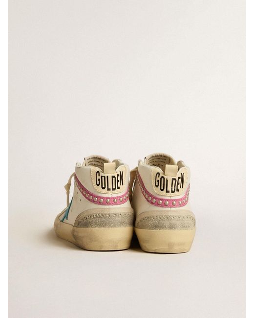 Mid Star Pour Femme En Cuir Avec Étoile Bleu Ciel Et Virgule En Daim Fuchsia Avec Cabochons Platine, Femme, Taille Golden Goose Deluxe Brand en coloris Natural