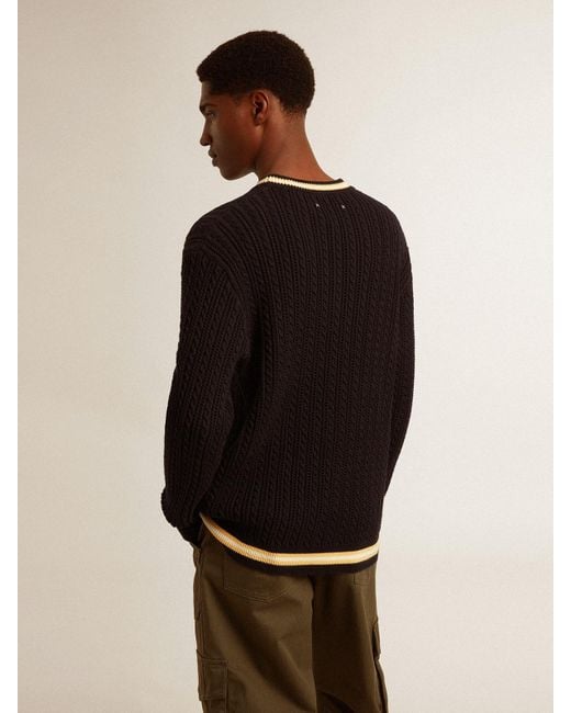Golden Goose Deluxe Brand Black ’ Round-Neck Sweater With Contrasting Ribbing for men