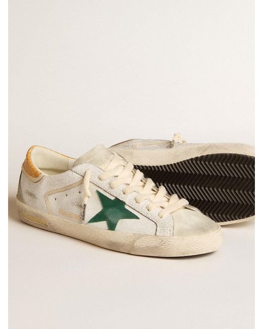 Super-Star Pour Homme Avec Étoile En Daim Vert Et Contrefort En Cuir Croco Jaune, Homme, Taille Golden Goose Deluxe Brand pour homme en coloris Natural