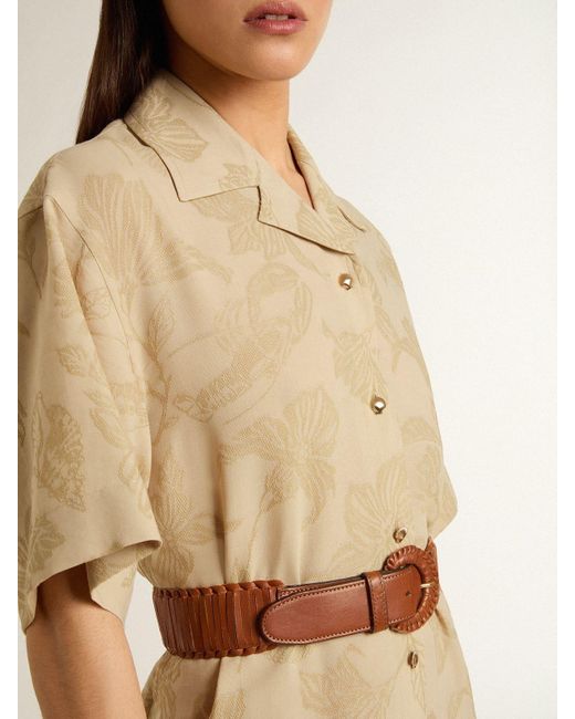 Golden Goose Deluxe Brand Natural Short-Sleeved Shirt Dress
