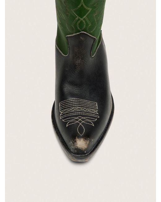 Bottes Montantes Wish Star Pour Femme En Cuir Noir Avec Tige En Cuir Vert Et Broderies Blanches, Femme, Taille Golden Goose Deluxe Brand en coloris Green