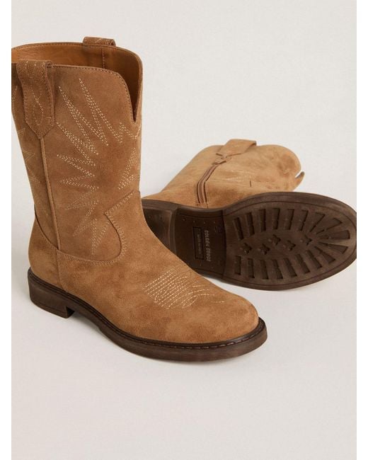 Bottes Wish Teen En Daim Camel Avec Broderie Étoile, Taille Golden Goose Deluxe Brand en coloris Brown