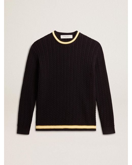 Golden Goose Deluxe Brand Black ’ Round-Neck Sweater With Contrasting Ribbing for men