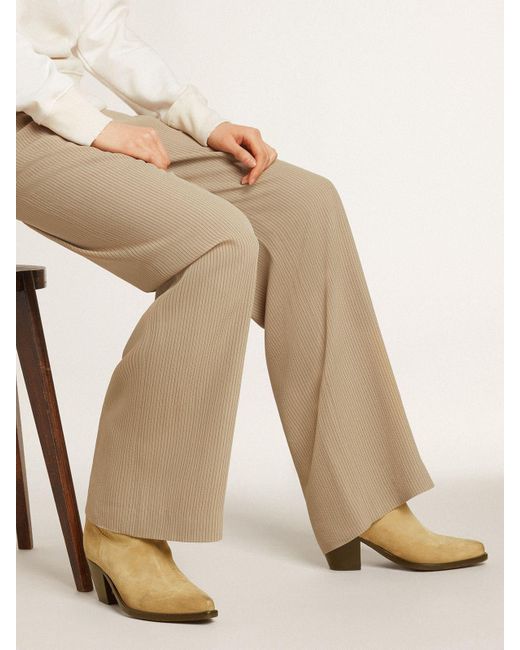 Bottes Basses Wish Star En Daim Ciré Couleur Sable Avec Broderie À Motif D'Étoile, Femme, Taille Golden Goose Deluxe Brand en coloris Natural