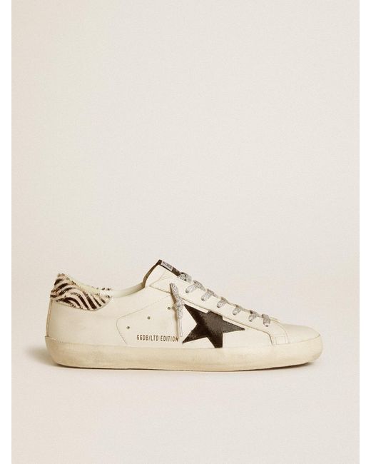 Golden Goose Deluxe Brand Natural ’S Super-Star Ltd With Suede Star And Pony Skin Heel Tab for men