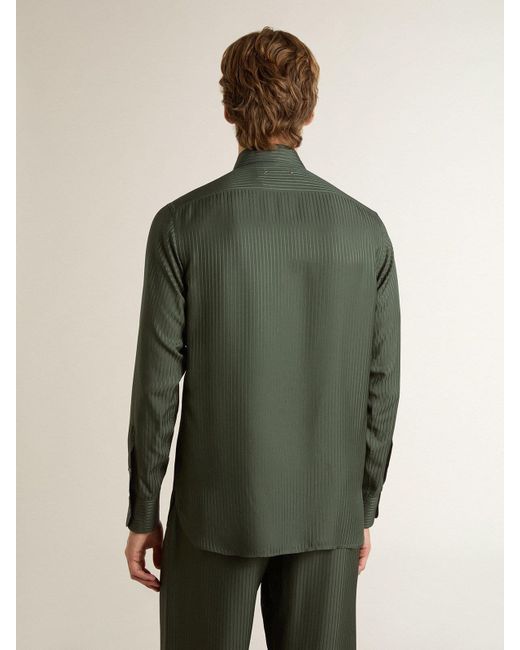 Camicia Da Uomo Verde Scuro A Righe Verticali, Uomo, Taglia di Golden Goose Deluxe Brand in Green da Uomo