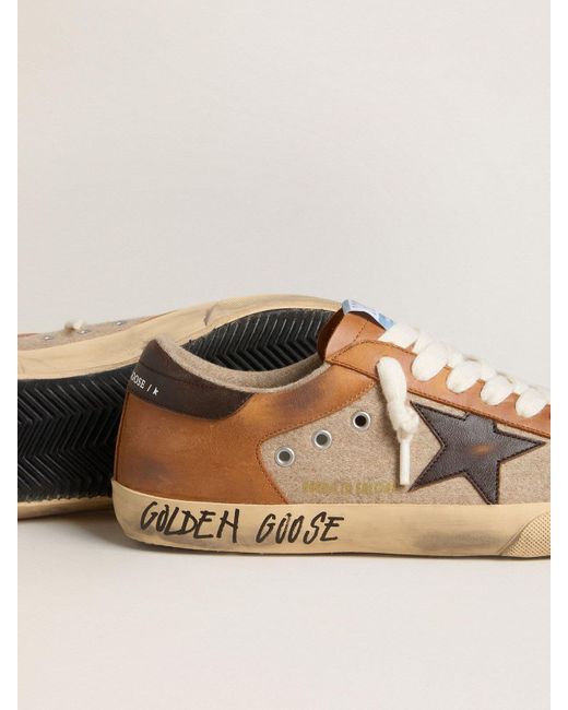 Super-Star Ltd Pour Homme En Laine Avec Étoile En Cuir Marron Et Empiècements Camel, Homme, Taille Golden Goose Deluxe Brand pour homme en coloris Natural