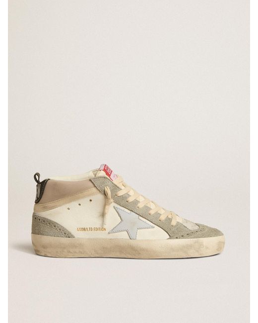 Golden Goose Deluxe Brand Natural Mid Star Ltd With Light Leather Star And Suede Inserts