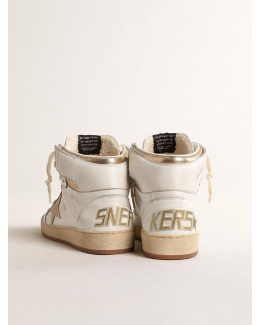 Sky-Star En Cuir Nappa Blanc Avec Étoile Et Contrefort En Cuir Lamé Doré, Femme, Taille Golden Goose Deluxe Brand en coloris Natural