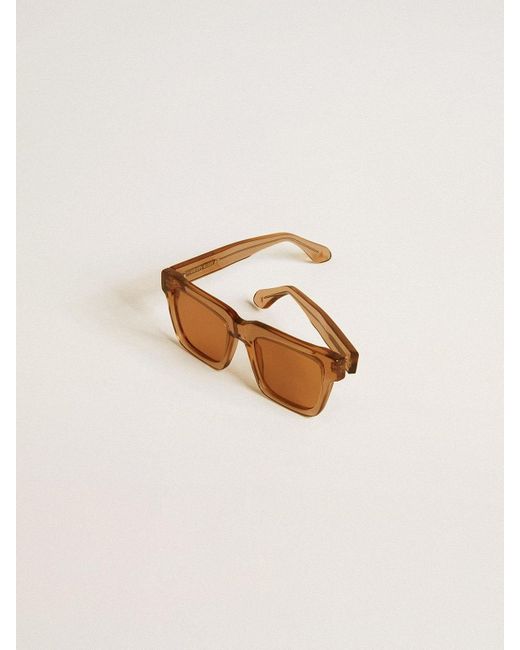 Golden Goose Deluxe Brand Natural Jamie Style Square Sunglasses With Honey-Colored Frame And Lenses