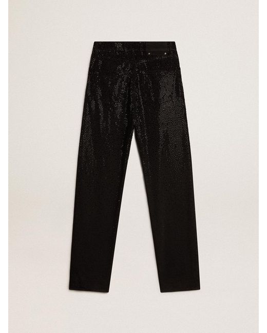 Golden Goose Deluxe Brand Black ’S Cotton Denim Pants With Shaded-Effect Crystal Decoration