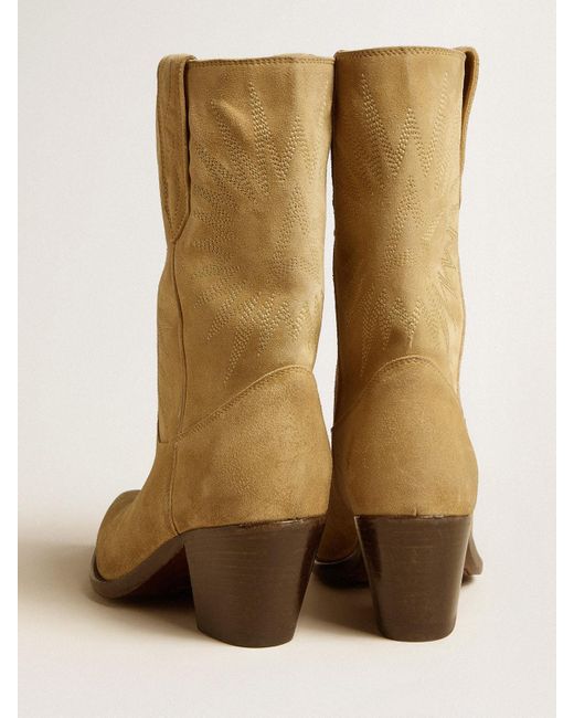 Bottes Basses Wish Star En Daim Ciré Couleur Sable Avec Broderie À Motif D'Étoile, Femme, Taille Golden Goose Deluxe Brand en coloris Natural