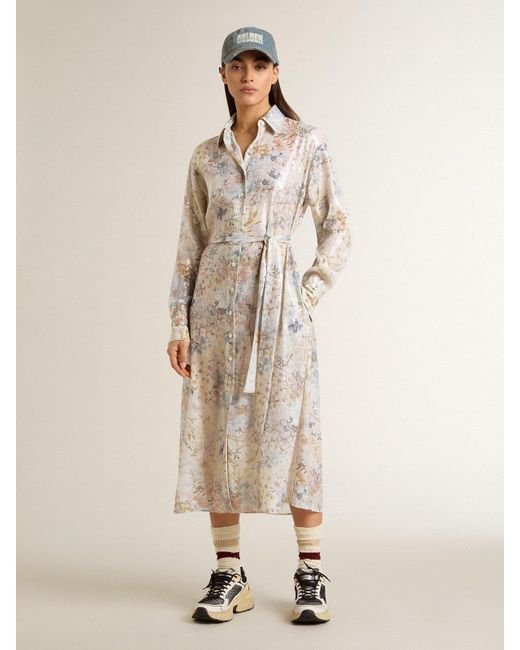 Robe Chemisier Pour Femme Avec Imprimé Floral Multicolore À Sequins, Femme, Taille Golden Goose Deluxe Brand en coloris Natural