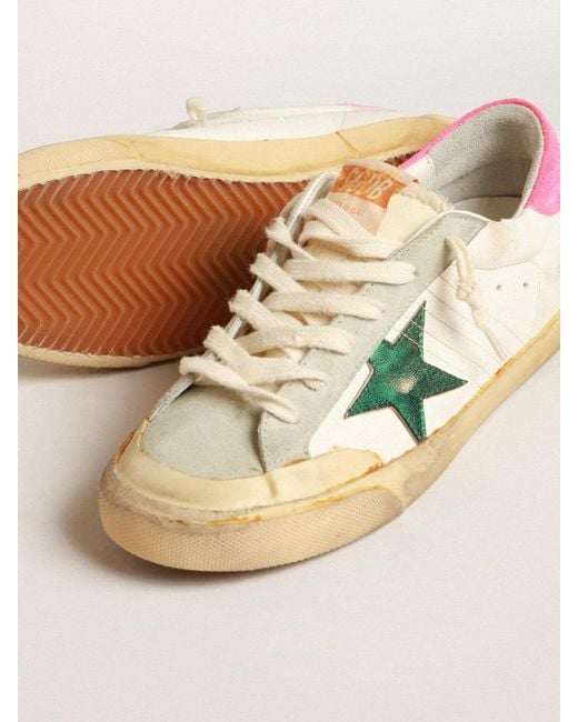 Super Star Penstar Avec Etoile Verte Et Contrefort Langouste Fluo Femme Taille Golden Goose en coloris Neutre Lyst