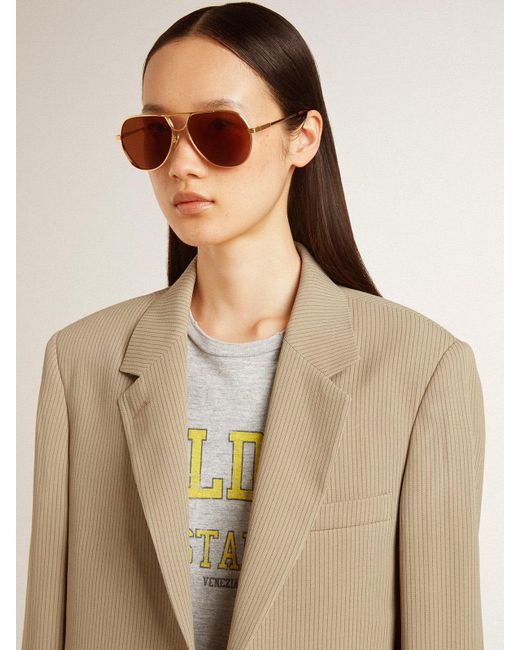 Golden Goose Deluxe Brand Natural Pinstripe Single-Breasted Jacket With An Oversized Fit