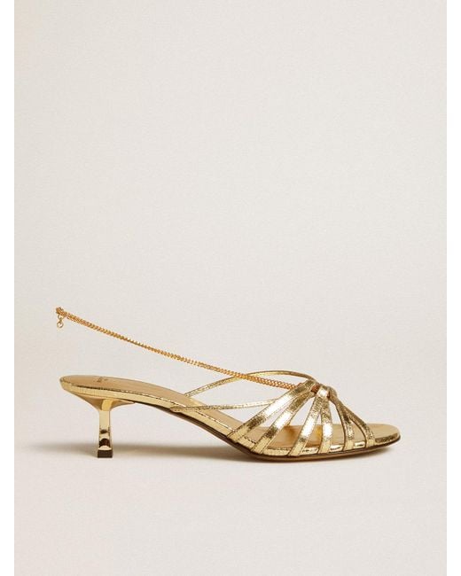Sandales À Talon Kitten Heel Nico En Cuir Lamé Doré, Femme, Taille Golden Goose Deluxe Brand en coloris Natural