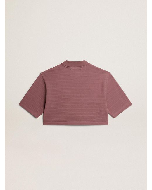 Golden Goose Deluxe Brand Pink Taupe-Colored Cotton Piquet Cropped Polo Shirt