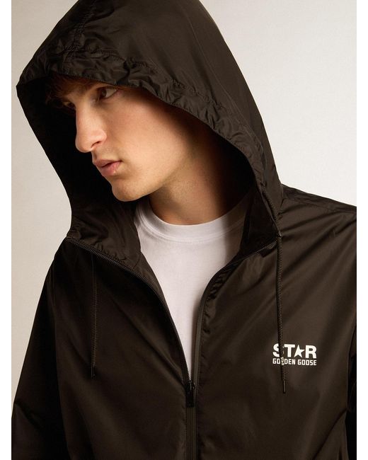 Giacca A Vento Da Uomo Con Logo E Stella Bianchi A Contrasto, Uomo, Taglia di Golden Goose Deluxe Brand in Black da Uomo