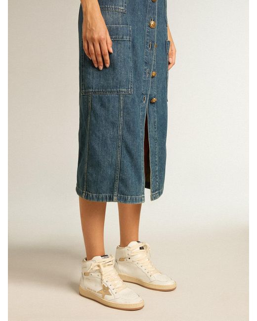 Sky-Star En Cuir Nappa Blanc Avec Étoile Et Contrefort En Cuir Lamé Doré, Femme, Taille Golden Goose Deluxe Brand en coloris Natural