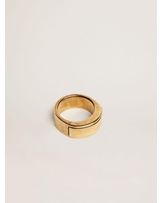 Golden Goose Deluxe Brand Metallic Messages Jewelmates Collection Ring In Old Gold Color With Hidden Message