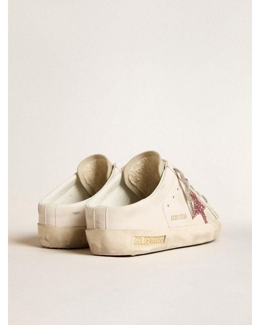 Golden Goose Deluxe Brand Natural Bio-Based Super-Star Sabot With Glitter Star And Suede Toe