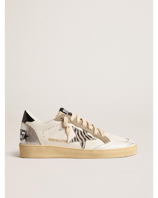 Golden Goose Deluxe Brand Natural Ball Star Ltd With Zebra-Print Star And Metallic Leather Insert