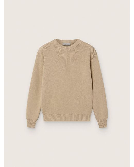 Golden Goose Deluxe Brand Natural Golden Ribbed Sweater For Kids With Logo On The Back