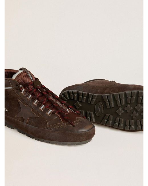 Mid Star Ski Pour Homme En Cuir Velours Marron Avec Étoile En Cuir Et Contrefort En Cuir Velours, Homme, Taille Golden Goose Deluxe Brand pour homme en coloris Brown