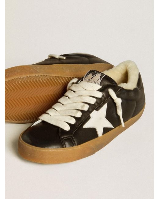 Super-Star En Cuir Nappa Matelassé Avec Étoile En Cuir Et Doublure En Shearling, Homme, Taille Golden Goose Deluxe Brand pour homme en coloris Multicolor